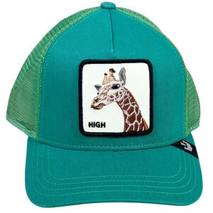 Giraffe Patch Teal Mesh Trucker Hat